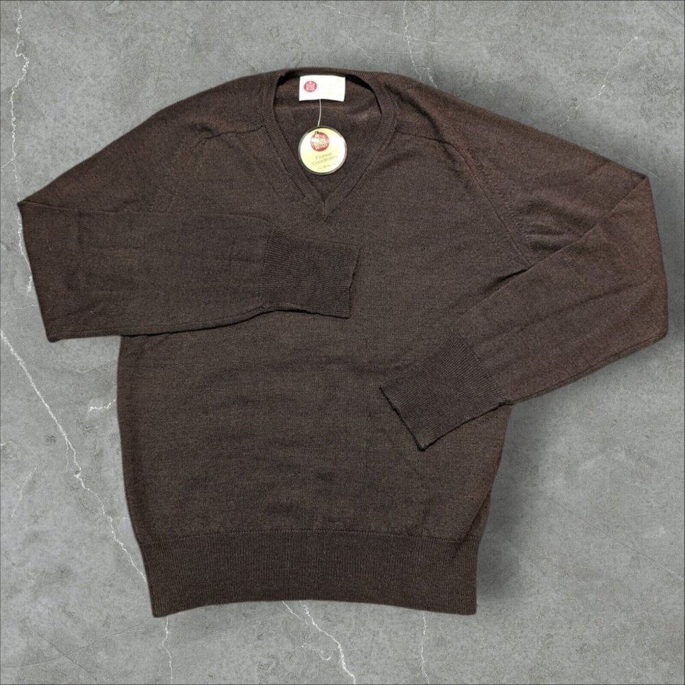 VTG MEN'S Brown Wool Blend New Old Stock Pullover Sweater‎ Kings Road Sz M